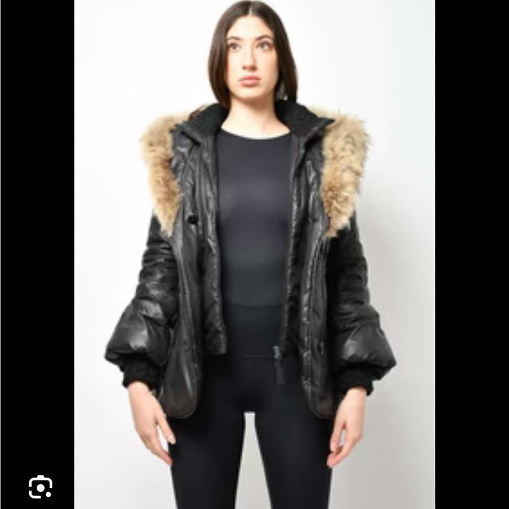 Womens Mackage Nylon double zip fur hood